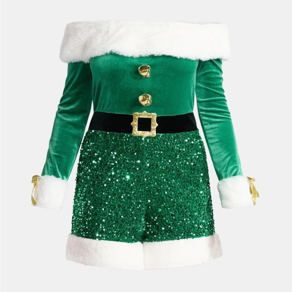 No Boundaries Green Sequin Women's Shorts